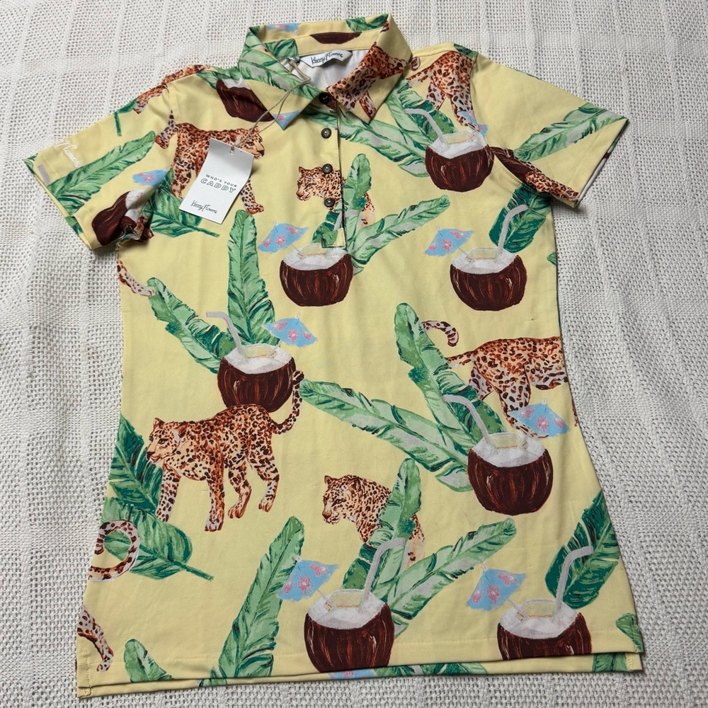 Kenny Flowers Yellow Leopards of Leisure Polo Medium